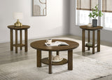 Ottowa Round Wood Coffee Table, End Table & Sets - 3pcs- Coffee Table + 2 End Tables