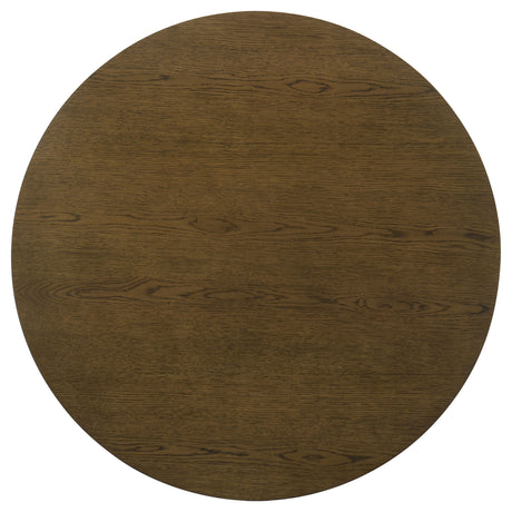 Ottowa Round Wood Coffee Table, End Table & Sets - Sculpted Cylinder Legs with Shelf in Brown Oak – view 9