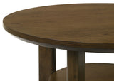 Ottowa Round Wood Coffee Table, End Table & Sets - Sculpted Cylinder Legs with Shelf in Brown Oak – view 10