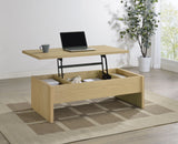 Canoga Lift-Top Coffee Table & End Table Sets - Light Oak with Hidden Storage & U-Shaped End Table – view 1