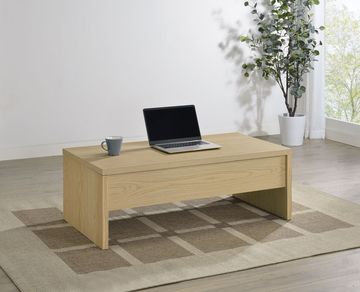 Canoga Lift-Top Coffee Table & End Table Sets - Light Oak with Hidden Storage & U-Shaped End Table – view 6