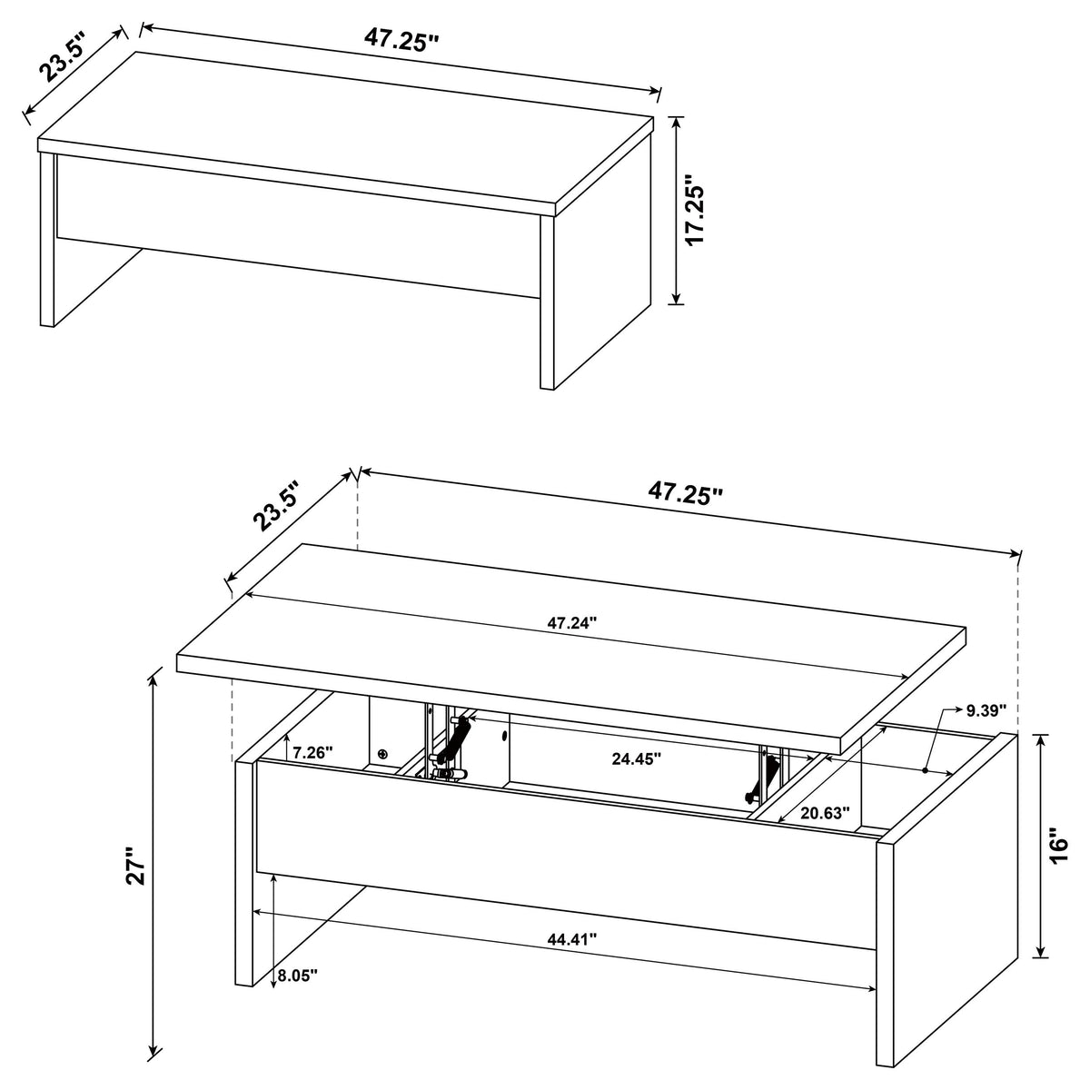 Canoga Lift-Top Coffee Table & End Table Sets - Hidden Storage in Rustic Mango Wood-Look Finish – view 15