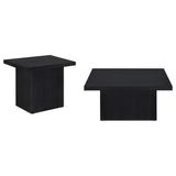 Devar Square Cocktail Coffee Table & End Table Sets - Contemporary Matte Black Wood Grain – view 12