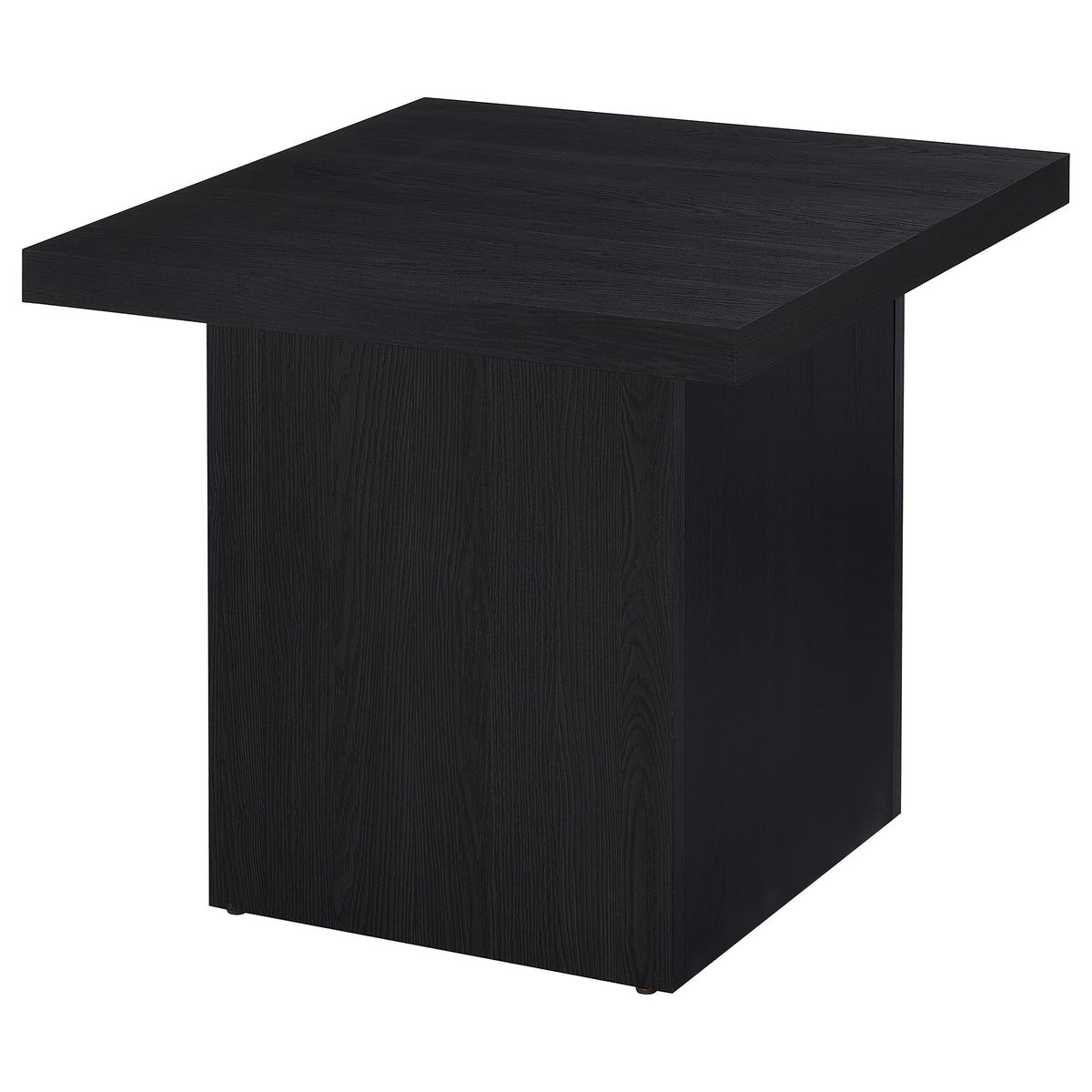 Devar Square Cocktail Coffee Table & End Table Sets - Contemporary Matte Black Wood Grain – view 14