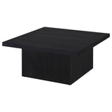 Devar Square Cocktail Coffee Table & End Table Sets - Contemporary Matte Black Wood Grain – view 20