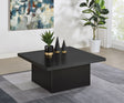 Devar Square Cocktail Coffee Table & End Table Sets - Contemporary Matte Black Wood Grain – view 1