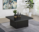 Devar Square Cocktail Coffee Table & End Table Sets - Contemporary Matte Black Wood Grain – view 1