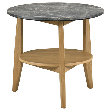 Bradley Round SmartTop Coffee & End Table with Shelf - Round End Table