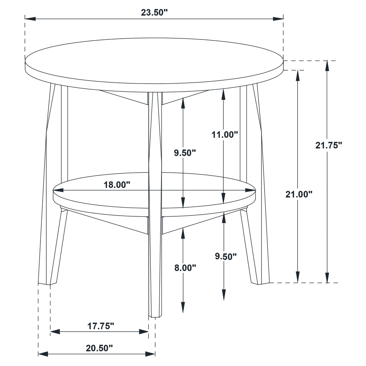 Bradley Round SmartTop Coffee & End Table with Shelf - Mid-Century Grey and Natural Ash – view 18