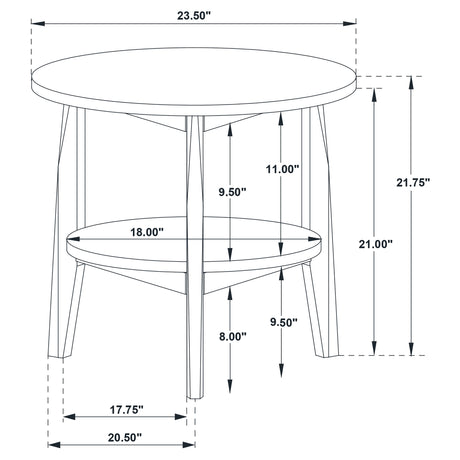 Bradley Round SmartTop Coffee & End Table with Shelf - Mid-Century Grey and Natural Ash – view 18