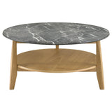 Bradley Round SmartTop Coffee & End Table with Shelf - Mid-Century Grey and Natural Ash – view 6
