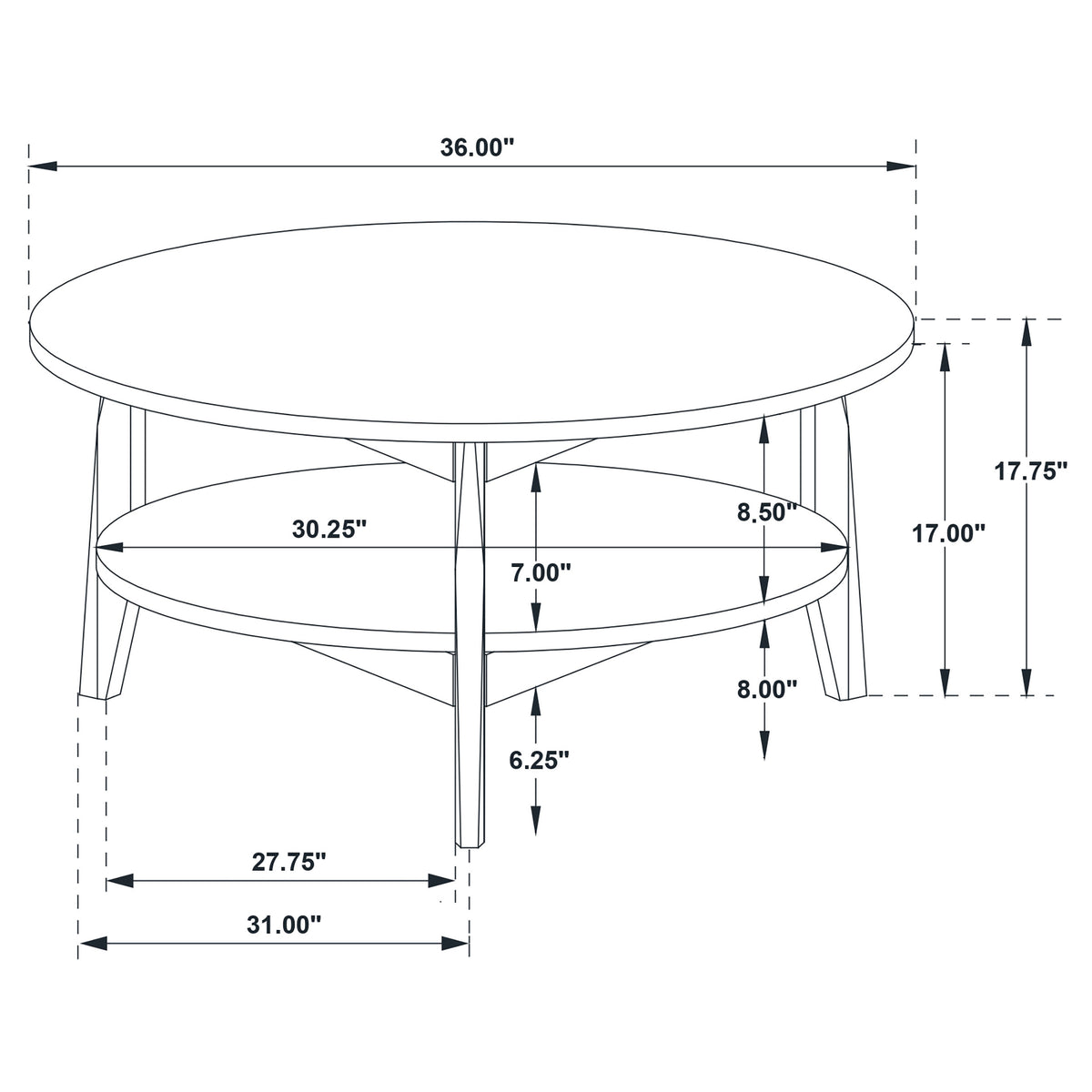 Bradley Round SmartTop Coffee & End Table with Shelf - Mid-Century Grey and Natural Ash – view 11