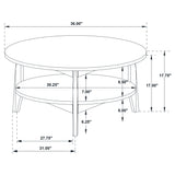 Bradley Round SmartTop Coffee & End Table with Shelf - Mid-Century Grey and Natural Ash – view 11