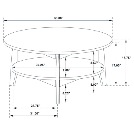 Bradley Round SmartTop Coffee & End Table with Shelf - Mid-Century Grey and Natural Ash – view 11