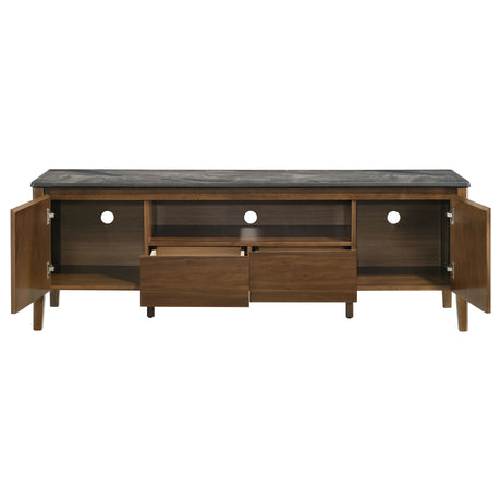 Bradley 63" SmartTop TV Stand with 2 Doors & 2 Drawers - Mid-Century Smokey Grey and Dark Brown – view 3
