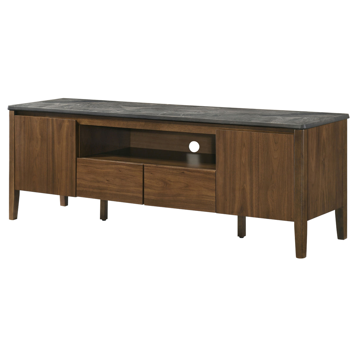 Bradley 63" SmartTop TV Stand with 2 Doors & 2 Drawers - Mid-Century Smokey Grey and Dark Brown – view 4