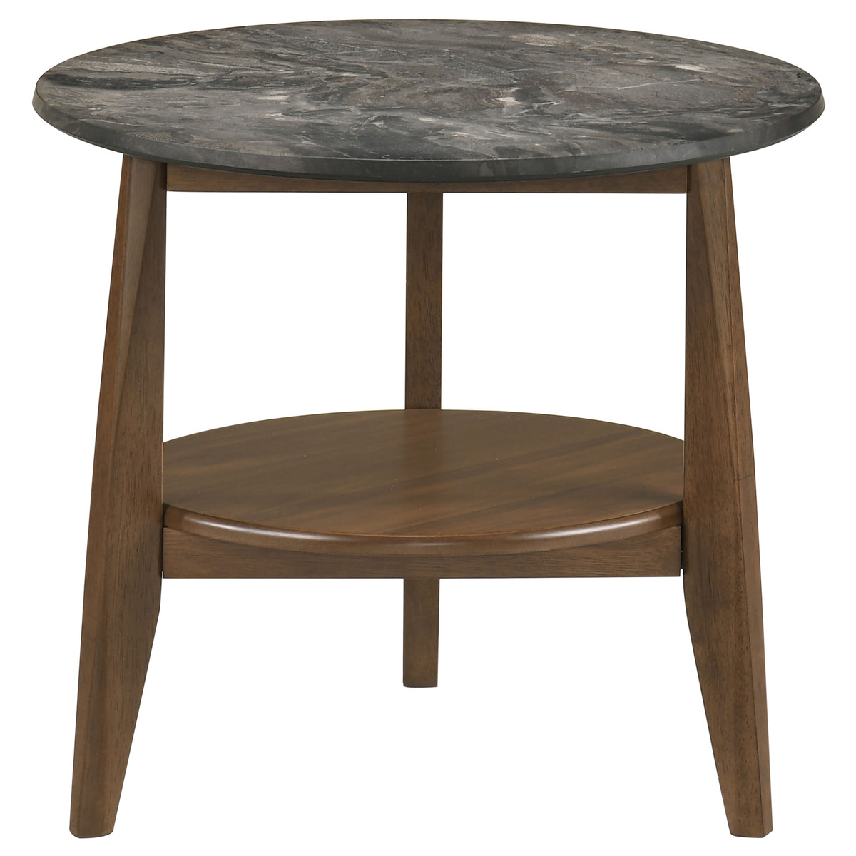 Bradley Round SmartTop Coffee Table & End Table Sets - Mid-Century Smokey Grey with Dark Brown Base – view 13