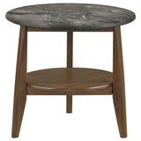 Bradley Round SmartTop Coffee Table & End Table Sets - Mid-Century Smokey Grey with Dark Brown Base – view 13