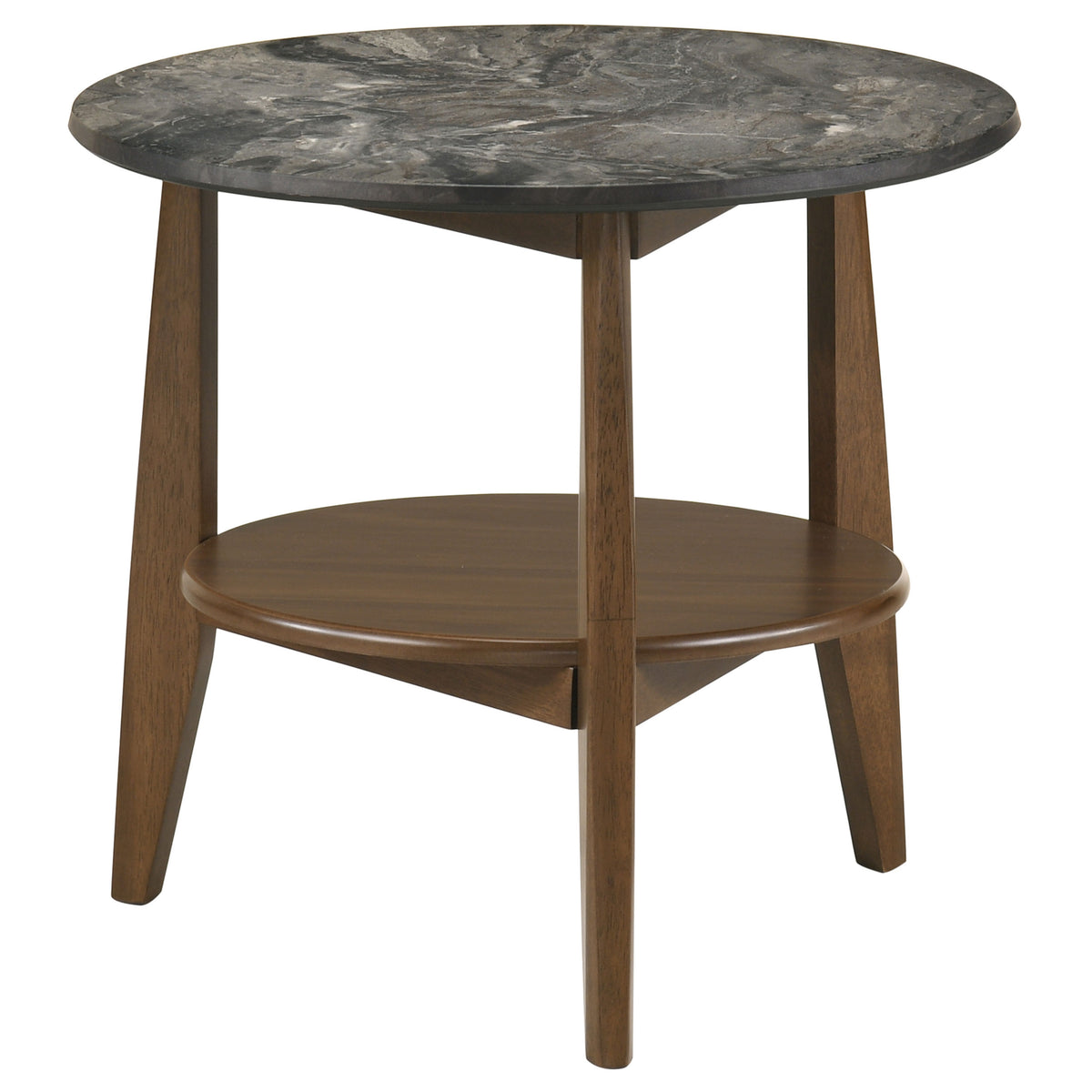 Bradley Round SmartTop Coffee Table & End Table Sets - Mid-Century Smokey Grey with Dark Brown Base – view 19