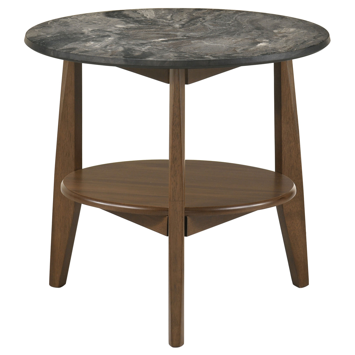 Bradley Round SmartTop Coffee Table & End Table Sets - Mid-Century Smokey Grey with Dark Brown Base – view 20