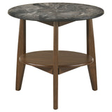 Bradley Round SmartTop Coffee Table & End Table Sets - Mid-Century Smokey Grey with Dark Brown Base – view 20