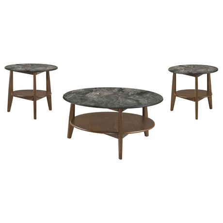 Bradley Round SmartTop Coffee Table & End Table Sets - 3pcs- Round Coffee Table + 2 End Tables