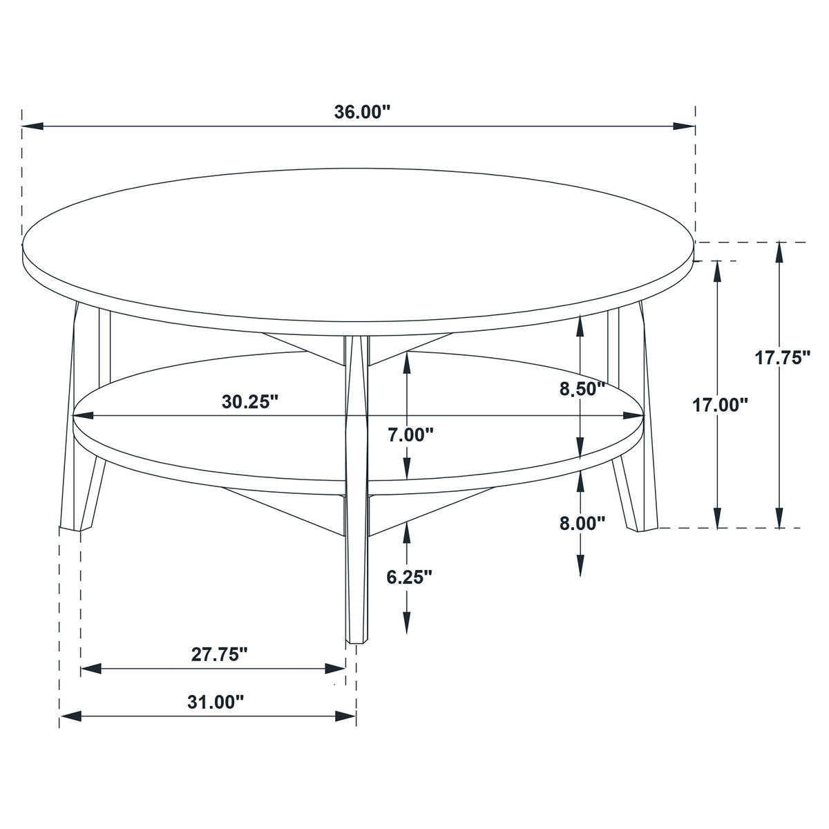 Bradley Round SmartTop Coffee Table & End Table Sets - Mid-Century Smokey Grey with Dark Brown Base – view 11