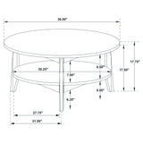 Bradley Round SmartTop Coffee Table & End Table Sets - Mid-Century Smokey Grey with Dark Brown Base – view 11