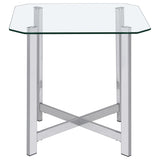 Cronin Glass Top Coffee & End Tables - Contemporary Chrome Frame with Cross Bracing – view 12