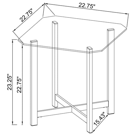 Cronin Glass Top Coffee & End Tables - Contemporary Chrome Frame with Cross Bracing – view 15