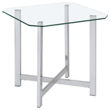 Cronin Glass Top Coffee & End Tables - Contemporary Chrome Frame with Cross Bracing – view 18
