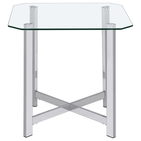 Cronin Glass Top Coffee & End Tables - Contemporary Chrome Frame with Cross Bracing – view 19