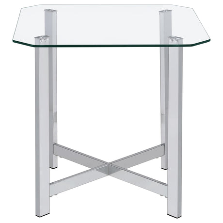 Cronin Glass Top Coffee & End Tables - Contemporary Chrome Frame with Cross Bracing – view 20