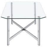 Cronin Glass Top Coffee & End Tables - Contemporary Chrome Frame with Cross Bracing – view 7