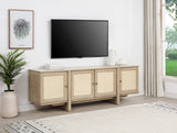 Kailani Coastal Coffee Table, End Table, Sofa Table & 79" Cane TV Stand - Beige Oak - lifestyle