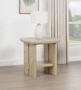 Kailani Coastal Coffee Table, End Table, Sofa Table & 79" Cane TV Stand - Beige Oak – view 15