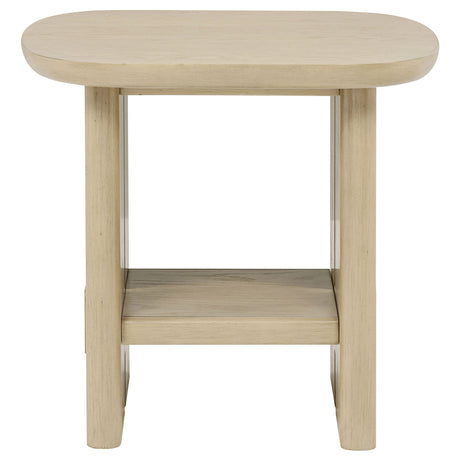 Kailani Coastal Coffee Table, End Table, Sofa Table & 79" Cane TV Stand - Beige Oak – view 16
