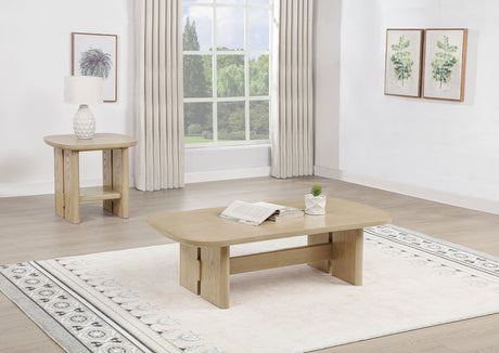 Kailani Coastal Coffee Table, End Table, Sofa Table & 79" Cane TV Stand - 2pcs- Coffee Table + End Table