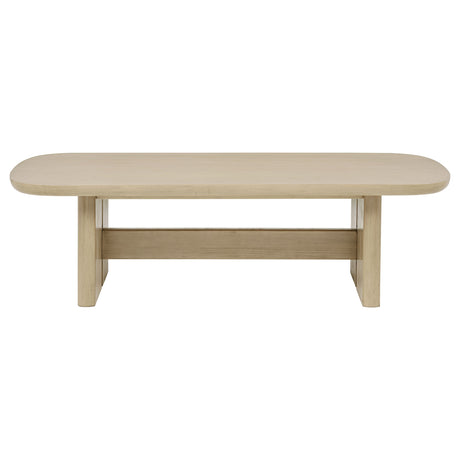 Kailani Coastal Coffee Table, End Table, Sofa Table & 79" Cane TV Stand - Beige Oak – view 8