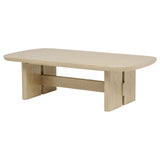 Kailani Coastal Coffee Table, End Table, Sofa Table & 79" Cane TV Stand - Beige Oak – view 9