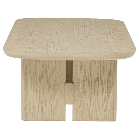 Kailani Coastal Coffee Table, End Table, Sofa Table & 79" Cane TV Stand - Beige Oak – view 10