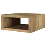 Benton Solid Mango Wood Coffee, End & Console Tables - Rustic Open-Shelf Design in Natural