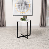 Tobin Square Marble Top Coffee Table & End Table Sets - White Marble on Black Crisscross Metal Base – view 12