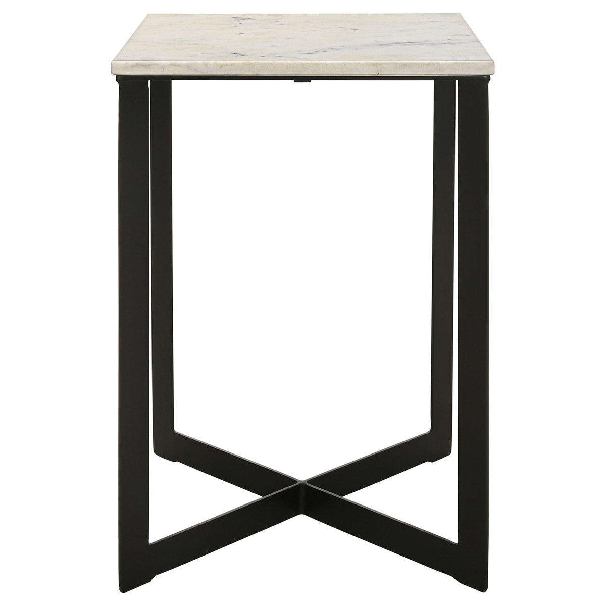 Tobin Square Marble Top Coffee Table & End Table Sets - White Marble on Black Crisscross Metal Base – view 13
