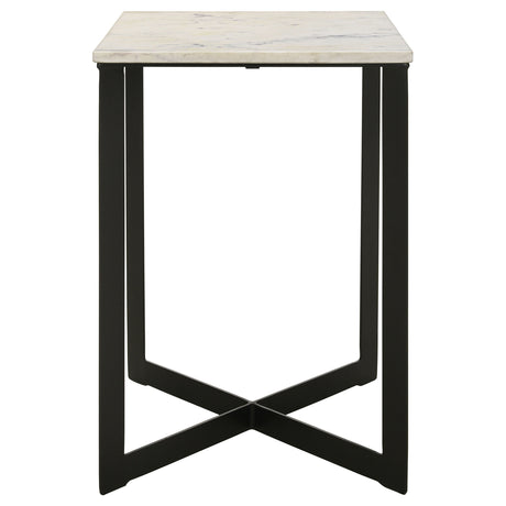 Tobin Square Marble Top Coffee Table & End Table Sets - White Marble on Black Crisscross Metal Base – view 13