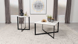 Tobin Square Marble Top Coffee Table & End Table Sets - White Marble on Black Crisscross Metal Base – view 18