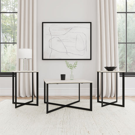 Tobin Square Marble Top Coffee Table & End Table Sets - 3pcs- Coffee Table + 2 End Tables