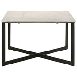 Tobin Square Marble Top Coffee Table & End Table Sets - White Marble on Black Crisscross Metal Base – view 6