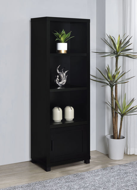 Jupiter 79" TV Stand & Entertainment Center with Media Towers - Glass Doors in Black - lifestyle