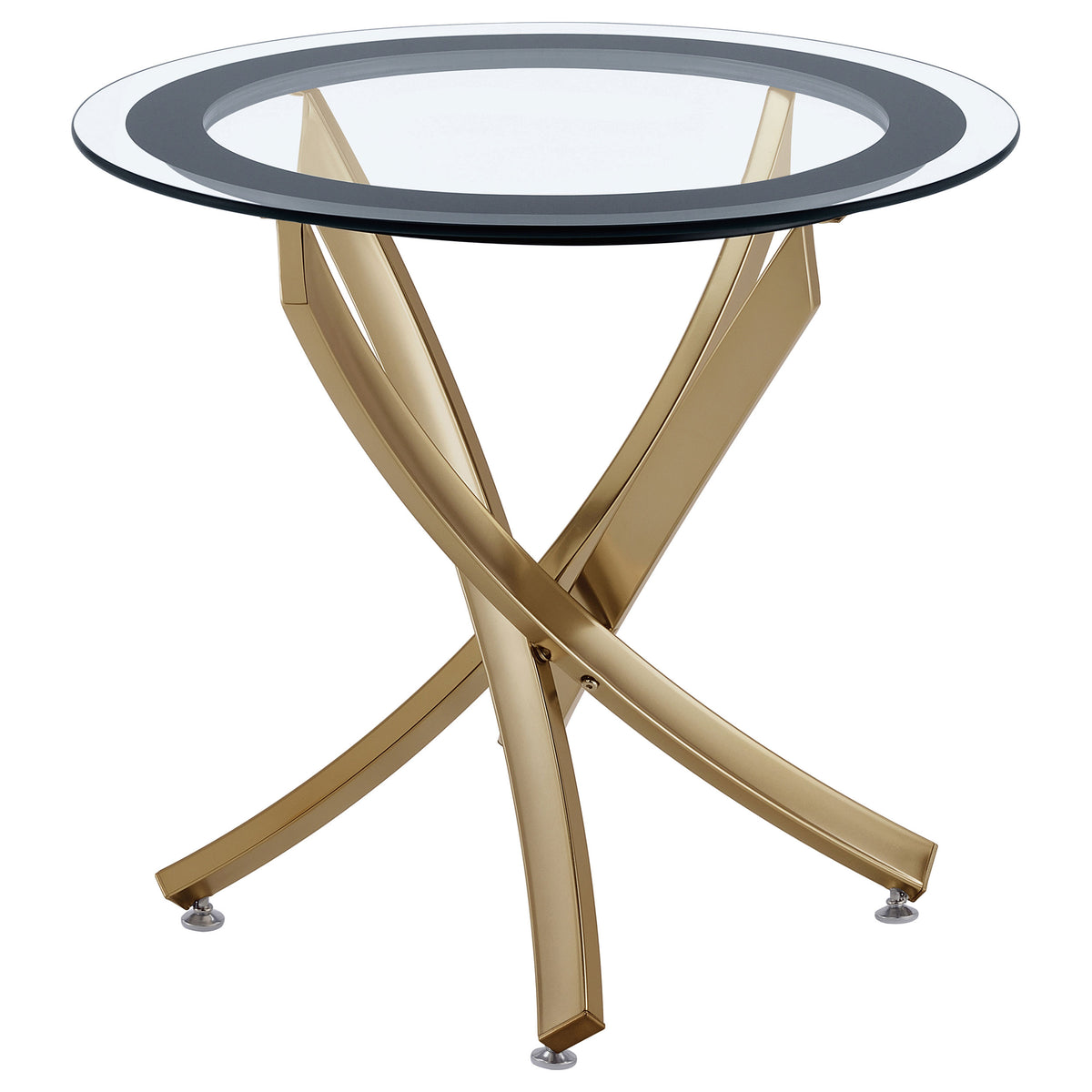Brooke Round Glass Top Coffee & End Table Sets - End Table